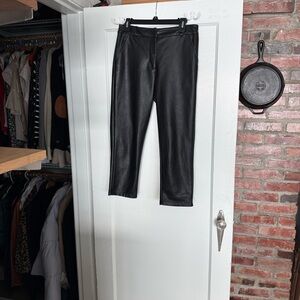 Black faux leather ankle length pants with Fleece lining